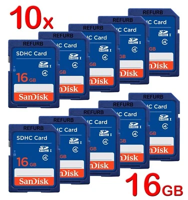 LOTE 10x Genuino SanDisk 16GB Clase 4 SD SDHC Tarjeta de Memoria Flash SDSDB-016G Lote Foto 1 de 4