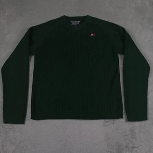 Vintage Abercrombie Fitch Sweater Mens Medium Green V Neck Pullover Y2K Logo - Picture 1 of 7