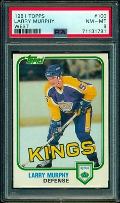 1981 Topps Hockey NHL #100 Larry Murphy novato graduado PSA 8 casi nuevo-como nuevo L A King radiocontrol Foto 1 de 2