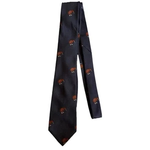 Vintage Peerless Necktie Quail Pattern Men's Tie Navy 55" Long 3" Wide - Picture 1 of 4