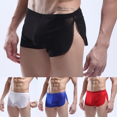 Sexy Calzoncillos Para Hombres Fiesta Transpirables Jockstrap Pantalones Cortos Laterales Divididos Elásticos Foto 1 de 4