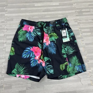 MATIX Hawaiian Floral Volley Shorts Mens Size Small 7” Black Lightweight $30 - Picture 1 of 7