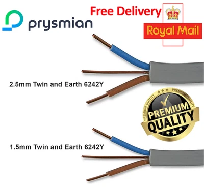 Twin and Earth Electrical Cable 6242Y T&E Lights Sockets Cooker Shower Wire - Image 1 of 4