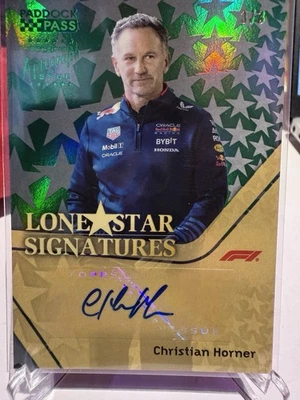 2024 Topps Paddock Pass Fórmula 1 Christian Horner Lonestar Signatures Verde 3/3 Foto 1 de 2