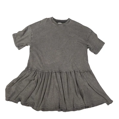 American Eagle Jegging Fit Oversized Mini Shirt Dress Women Size S/P Gray Ruffle - Image 1 of 4