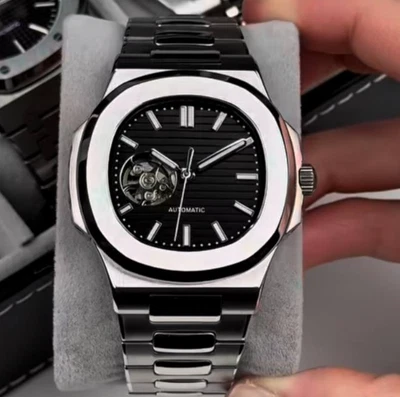 Custom 40mm Silver Polished Open Heart NAUT Style Mod | NH38 Automatic Luxury - Image 1 of 4