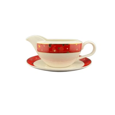 Barco salsa de porcelana Sakura Galaxy de colección de los años 80 - rojo con estrellas de oro de 14K Foto 1 de 4
