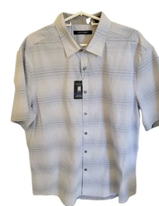AXIST Ultra Series Men's 2XL Slim Fit Gray Striped Cotton Blend Woven S/S - Picture 1 of 7