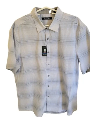 AXIST Ultra Series Para Hombre 2XL Calce Ajustado Gris Rayas Mezcla de Algodón Tejido S/S Foto 1 de 4