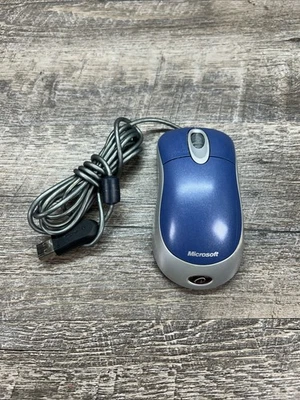 Microsoft Optical Mouse Blue USB PS2 Compatible with Wheel, Tested & Working - Image 1 of 3
