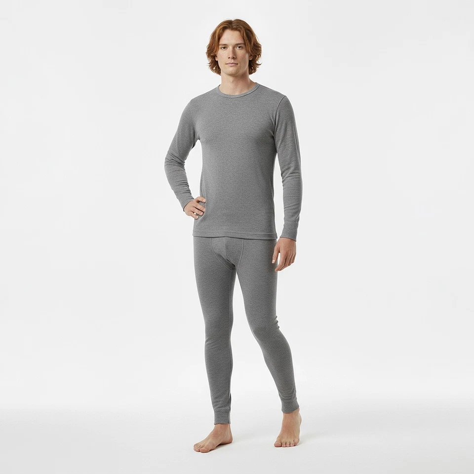 Herren Thermounterwäsche Merino Wolle Warm Atmungsaktiv Funktionswäsche grau - Bild 1 von 4