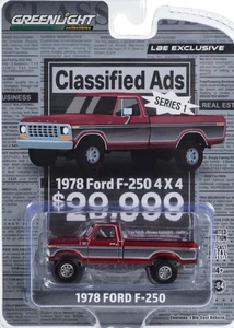 Greenlight 1/64 1978 Ford F-250 Custom schwarz geliftet 4x4 Diecast Modell Spielzeug LKW - Bild 1 von 1