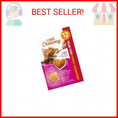 Catit golosina cremosa lamible para gatos, golosina saludable para gatos, pollo y camarones, paquete de 12, 0 Foto 1 de 2