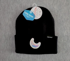 Cozy Zone Trendy Beanie Youth/Tween Acrylic Knit Cap OSFA SILVER CRESCENT MOON - Picture 1 of 5