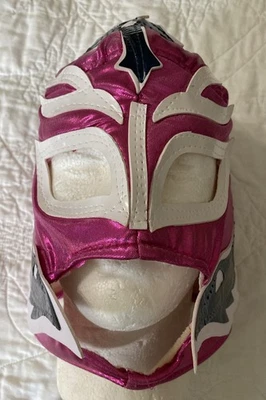 WWE Rey Mysterio Lucha Lucha Máscara Pullover Con Cordones Spandex Rosa y Negro Adulto Foto 1 de 3
