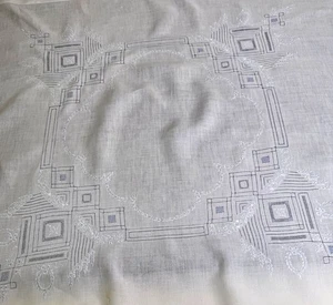 Mantel de té de lino vintage con bordado suizo Appenzell ZZ512 - Imagen 1 de 8