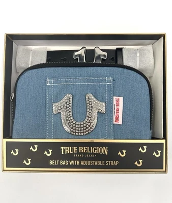 True Religion Denim Belt Bag Horse Shoe Blink with Adjustable Strap New Size S/M - Image 1 of 2