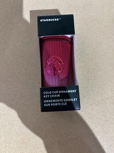 Starbucks Rosa Ombré Plisado Copa Fría Acanalado Vaso Adorno Llavero Navidad - Imagen 1 de 7