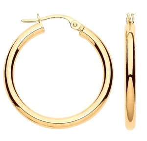 PENDIENTES ARO LISOS PULIDOS ORO AMARILLO 9CT SELLO 25MM X 2.5MM - Imagen 1 de 5