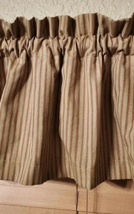 Colonial Primitive Valance Mustard Brown Ticking Country Kitchen Curtain - Picture 1 of 8