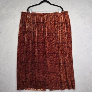 Susan Graver Skirt Womens 3X Brown Paisley Floral Velvet Whimsigoth Boho Maxi - Picture 1 of 14