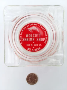 1940's Wolcott Shrimp Shop Illinois or Indiana Ashtray     FREE SHIPPING - Picture 1 of 2