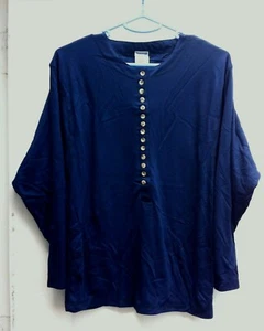 Vintage Original Top Shop dunkelblau Langarm Fledermaus T-Shirt Oberteil UK Größe 12. - Bild 1 von 6
