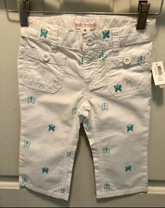 NWT New Girl's Old Navy White Cropped Capri Pants Butterfly 4T 4 - Picture 1 of 4
