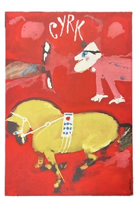 VINTAGE Maciej Urbaniec Poster, CYRK, Polish, Man with Horse - Picture 1 of 2