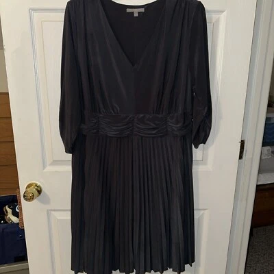 Vestido de mujer NY Collection Plus gris acanalado plisado manga 3/4 poli spandex talla 18 Foto 1 de 4