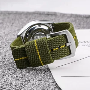 Correa de reloj de nailon 20 mm de lona tejida en el ejército correa elástica para etiqueta Seiko Citizen - Imagen 1 de 2