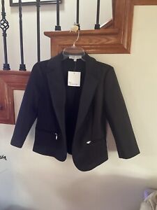 89th+Madison Womens Size S Black Open Front 3/4 Sleeve Knit Blazer Jacket