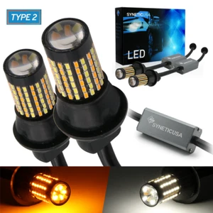 2x 3157 Switchback White/Amber 120-LED Error-Free Signal Parking Light Bulb T2 - Picture 1 of 13