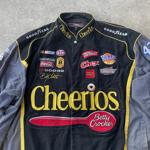 JH Designs Cheerios Mens Nascar Bobby Labonte #43 Jacket Size 6XL Racing Aop Cover