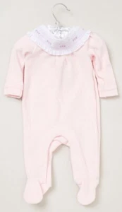 Baby Girls Sleepsuit Outfit Velour Spanish Romany ~ Rosebuds ~ Smocked 0-9 ~ abg - Picture 1 of 3