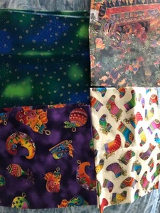 Laurel Burch kit to make Christmas cat ornaments 3 fat quarters fabric 2004 OOP - Picture 1 of 6