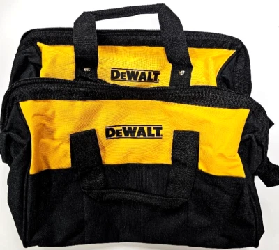 2) Dewalt Tool Bag Case 15" x 10 x 9 Canvas For 20V Drill, Battery, Pocket Rails