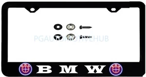 (ONE) License Plate Frame Stainless Steel Vinyl Lettering FOR BMW 3 - Foto 1 di 3