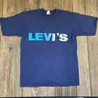 T-shirt graphique vintage à point unique bleu Levi's spellout taille moyenne étiquette bantam