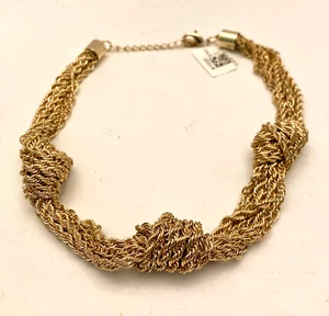 NUEVO CON ETIQUETAS Charter Club Collar de 3 Nudos Cadena Cuerda Multihilo Tono Dorado Ajustable - Imagen 1 de 7