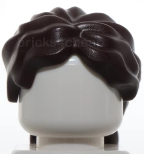 Lego Dark Brown Hair Female Tousled with Long Loose Ponytail Hole on Top - Picture 1 of 3