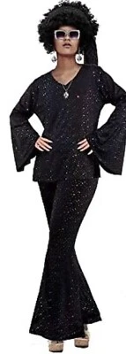 Mujer Negro Manga Larga Disco Hippie Halloween Disfraz Juegos con disfraces Juego de 2 Piezas 2XL (5) Foto 1 de 4