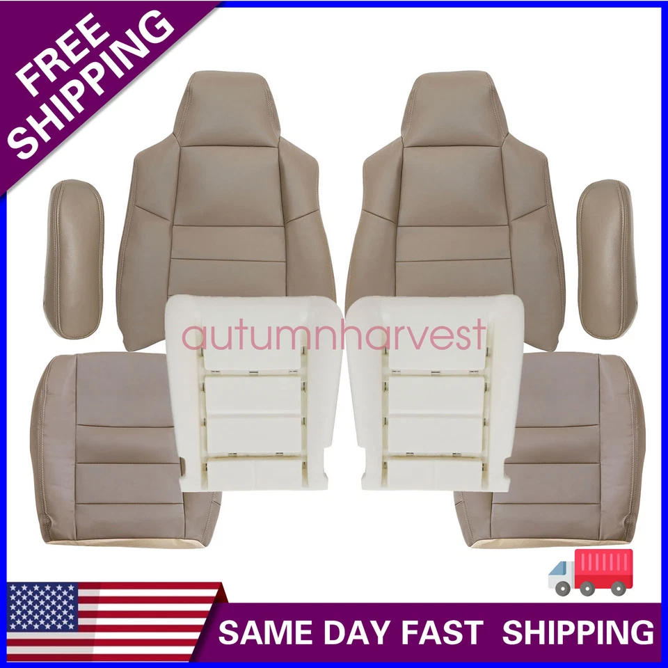 Funda de asiento delantera de cuero tostado/cojín de espuma para Ford Excursion Limited 2002-2005 Foto 1 de 4