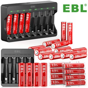 EBL AA AAA wiederaufladbare Lithium Li Ionen 1,5V Batterien /Akkus ladegerät DE - Bild 1 von 42