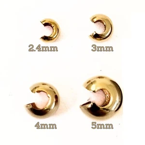 Quetsch Abdeckung Perlen Echt 14K Gold Gefüllt Zwischenring Schmuck Zubehör 2,4mm 3mm 4mm 5mm - Bild 1 von 12
