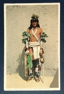 Postcard Santo Domingo Kewa Pueblo Native American Buck Corn Dance Costume 1921 - Picture 1 of 2