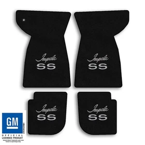 1969 Chevrolet Impala SS - Black Velourtex Carpet 4pc Floor Mat Set - SS Logo - Foto 1 di 10