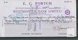 wbc. - SCHECK - CH1292- GEBRAUCHT -1966- WESTMINSTER BANK, GARSTON, LIVERPOOL - Bild 1 von 1
