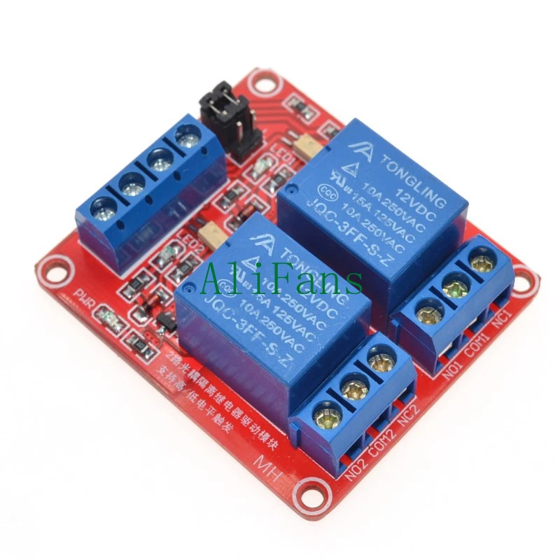 12V 2 Channel Relay Module Optocoupler High Low Level Trigger For Arduino - Bild 1 von 1