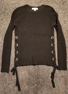 Michael Kors Black Sweater with Ties on Both Sides Size Small - Picture 1 of 10